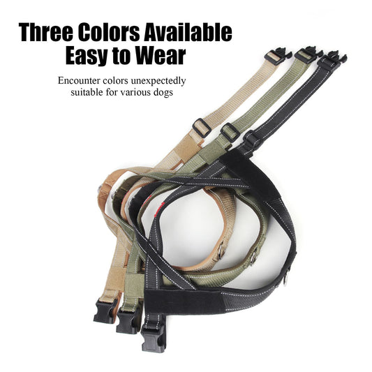 Saddle bag harness for dogs available in black, khaki, and green tactical styles