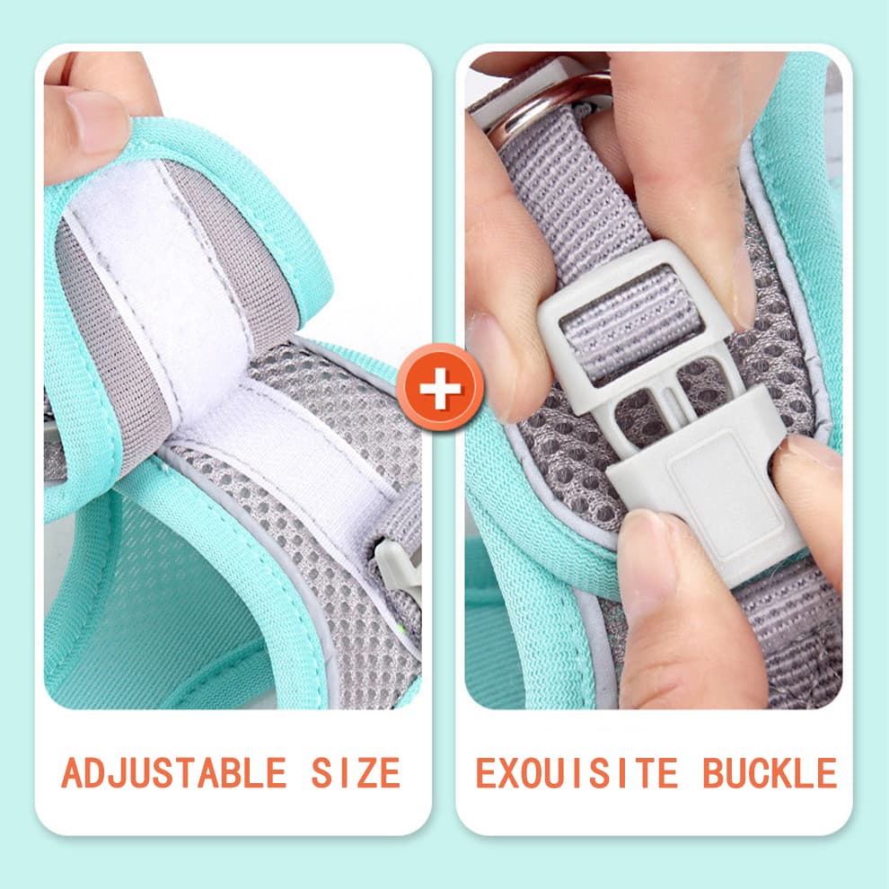 Adjustable small dog harness with velcro straps and durable buckle for secure fit