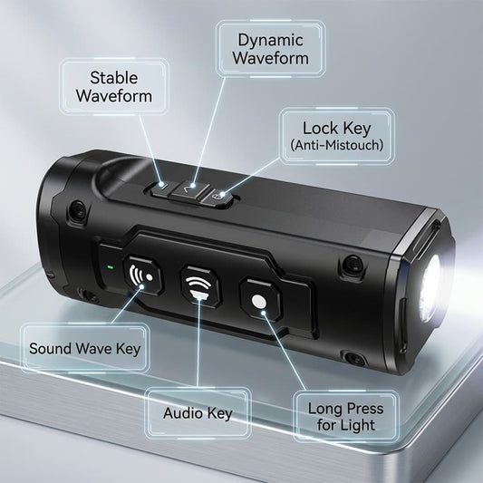 Anti-mistouch ultrasonic dog trainer highlighting dynamic and stable waveform buttons for precise, easy, and secure pet training.