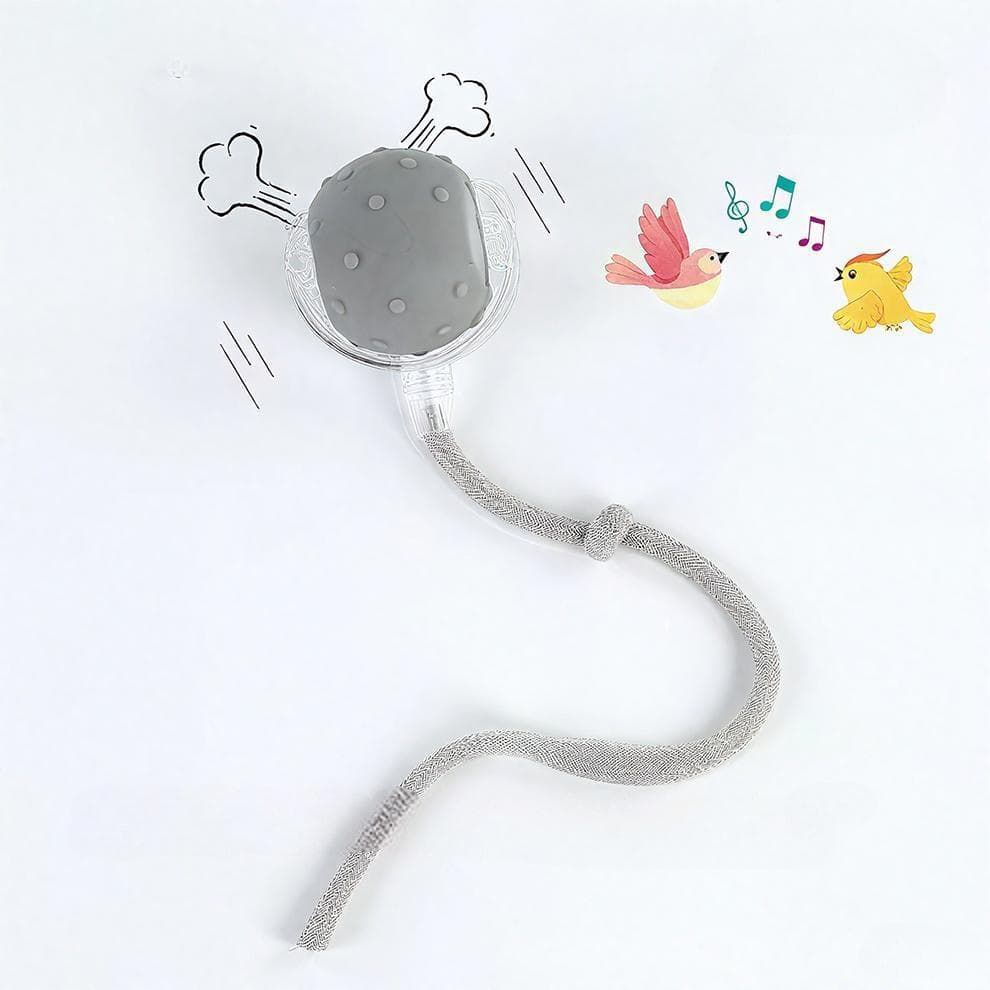 Gray cat balls toy with built-in birdsong and wake-up rolling design