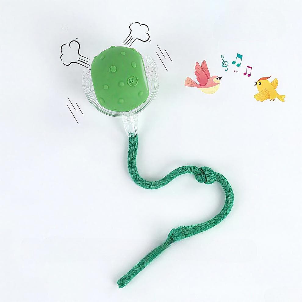 Green cat balls toy with birdsong sound effect and wake-up rolling for cats