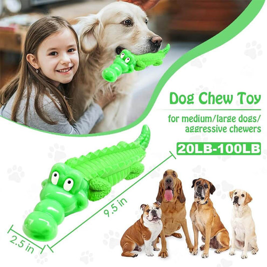 Durable crocodile dog chew toy size chart for medium to large dogs