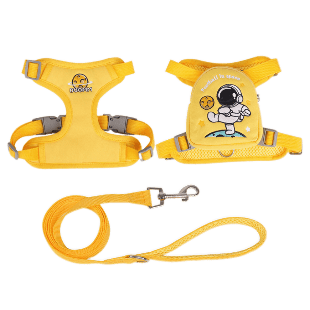 Dog backpack harness yellow vest with removable pouch and leash