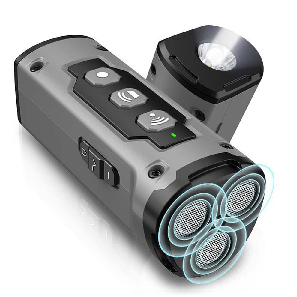Gray dog barking deterrent device with LED flashlight