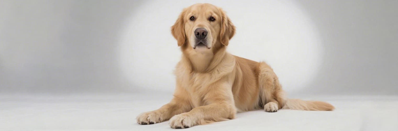 Golden retriever lying calmly before wearing the smart bark control collar