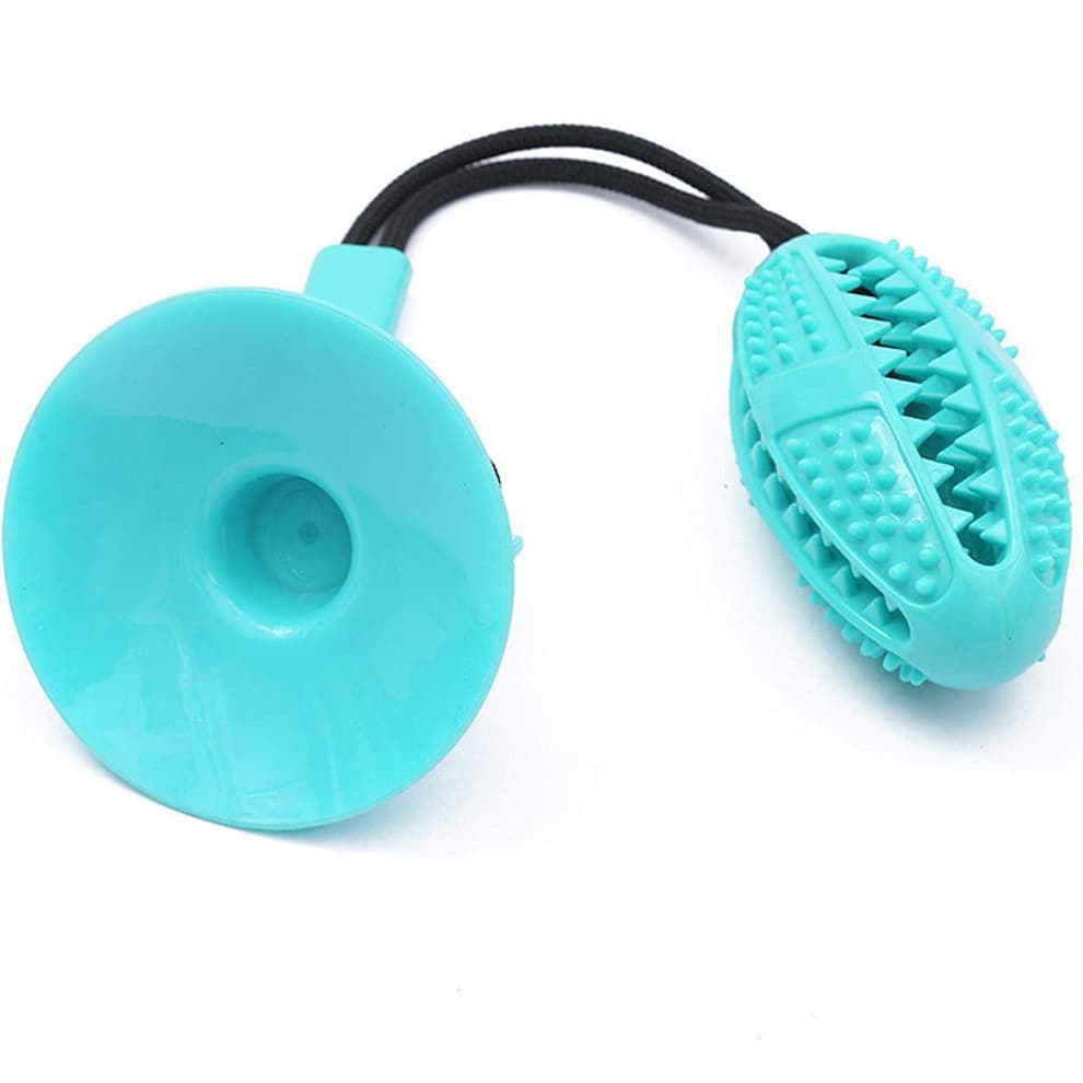 Blue dog chew toy with suction cup, tough chew design for dogs’ dental health