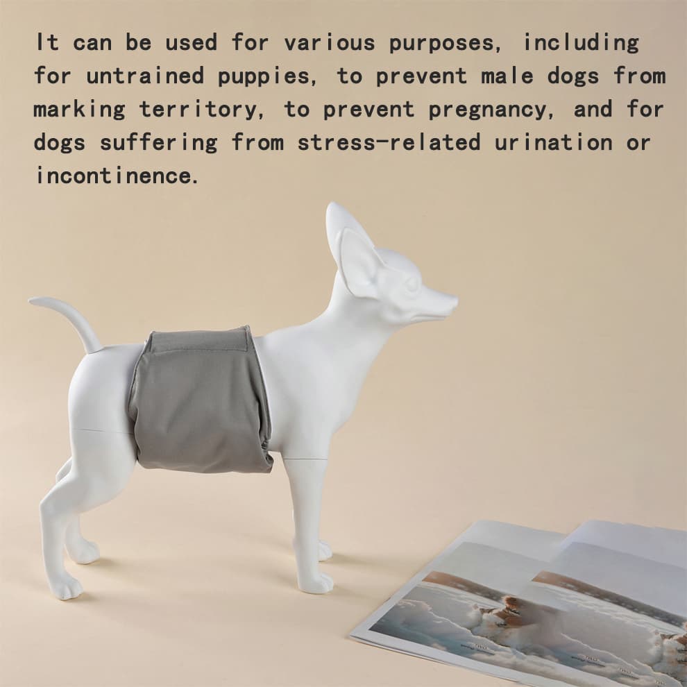 Dog diapers washable reusable available in black, brown, and gray