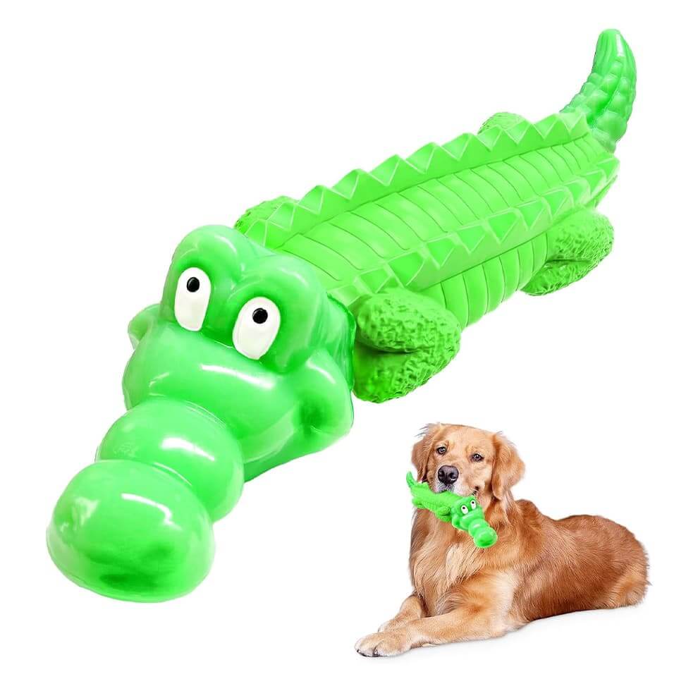 Dog toys for aggressive chewers crocodile chew toy in green color