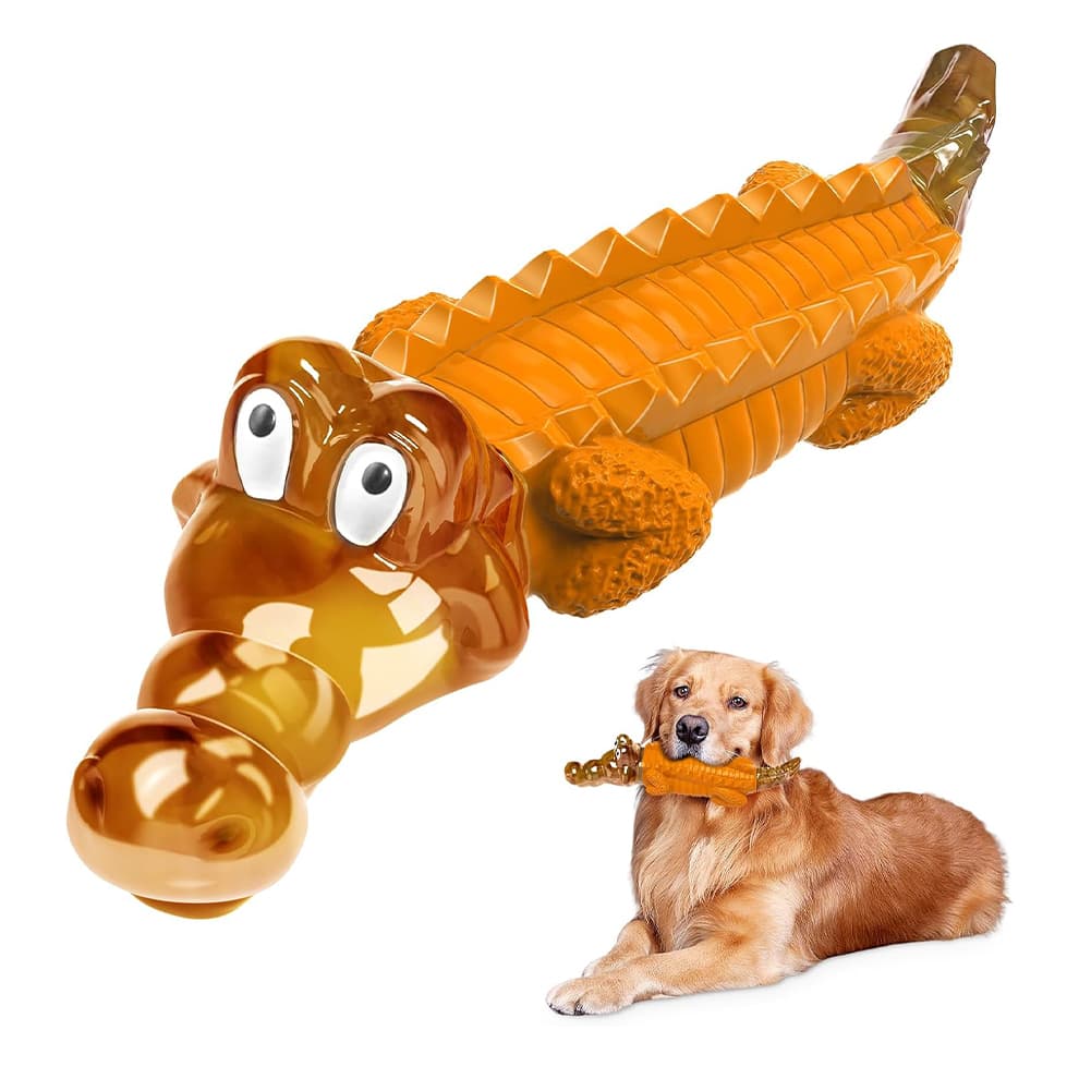 Dog toys for aggressive chewers crocodile chew toy in orange color