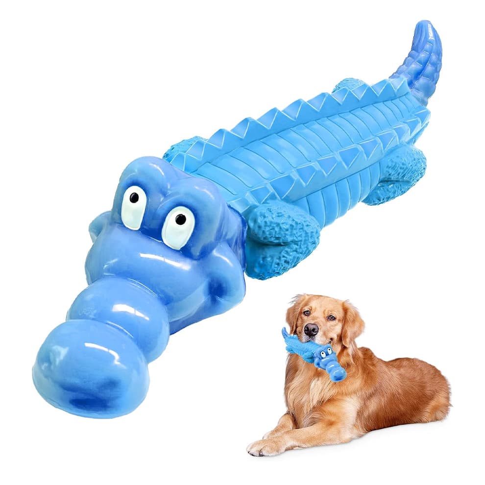 Dog toys for aggressive chewers crocodile chew toy in pure blue color