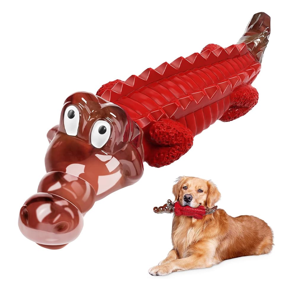 Dog toys for aggressive chewers crocodile chew toy in red color