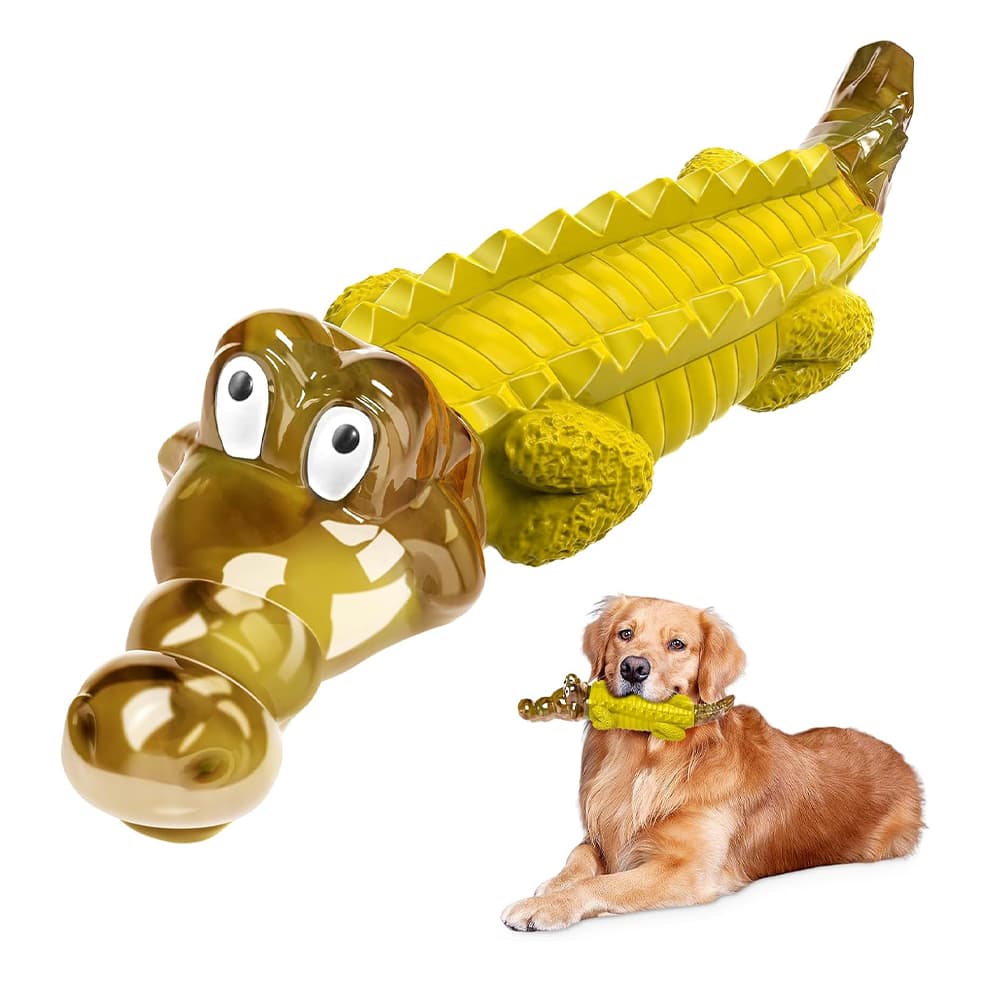 Dog toys for aggressive chewers crocodile chew toy in yellow color