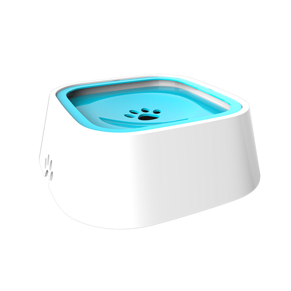 Dog water bowl blue with no spill floating design for clean hydration