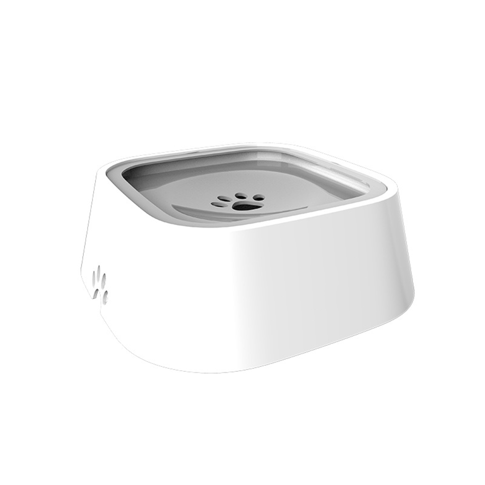 Dog water bowl gray travel design with splash proof floating plate