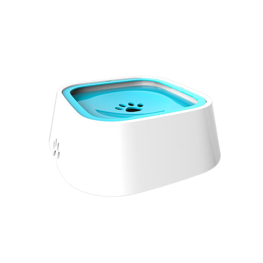 Dog Water Bowl featuring a no-spill floating disk in stylish blue, designed to keep your pet's muzzle dry and your floors clean.