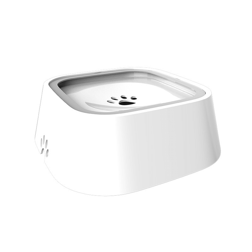 Dog water bowl white with anti spill design for home and travel use