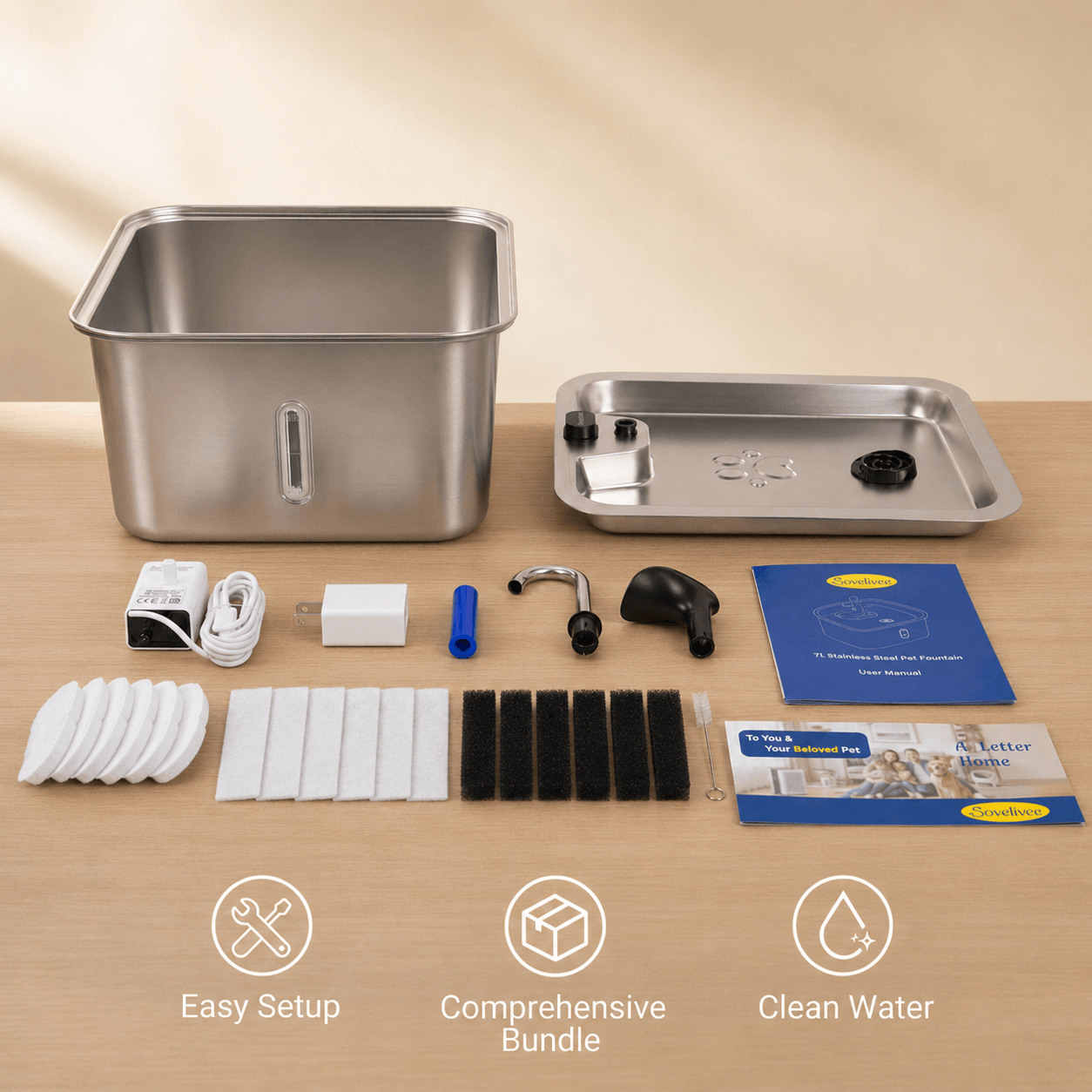 17L Dog Water Fountain Stainless Steel