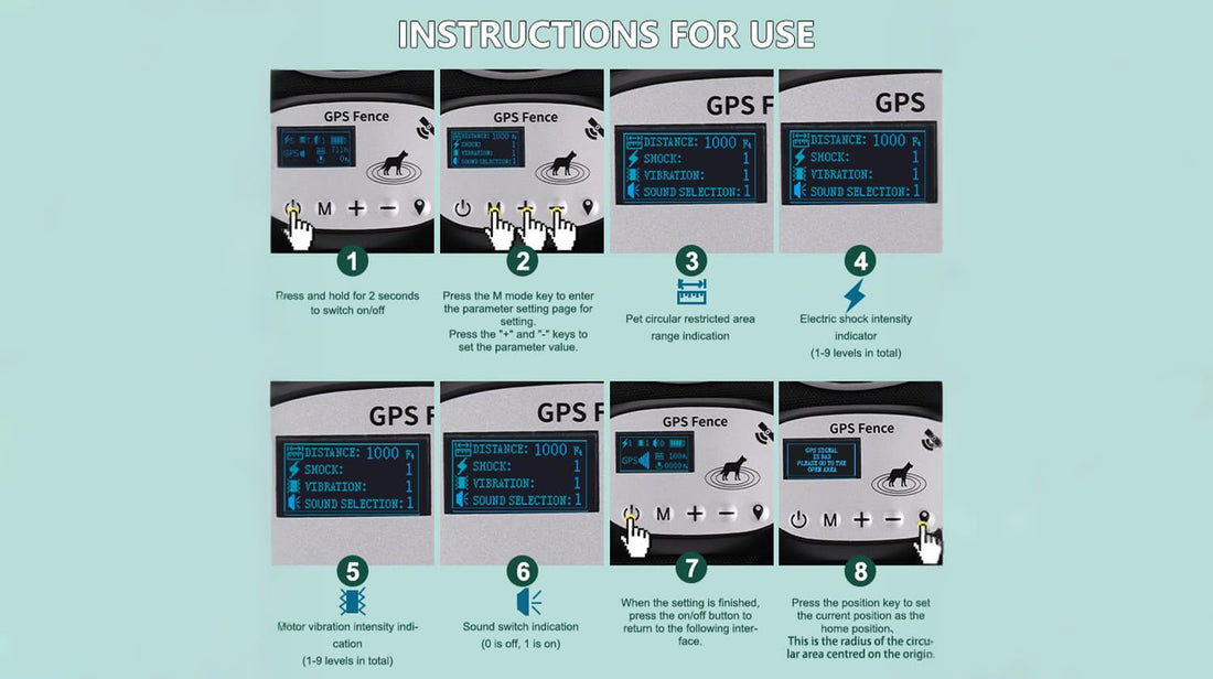 Step-by-step setup and parameter instructions for GPS dog fence harness