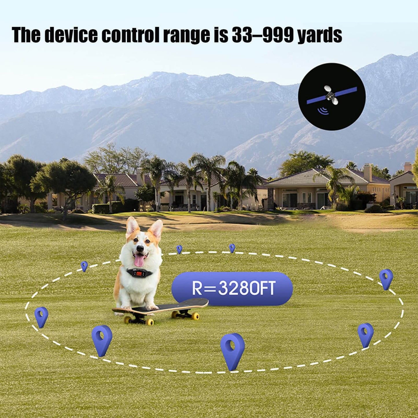 GPS dog fence system with safe boundary coverage up to 3280ft for outdoor control