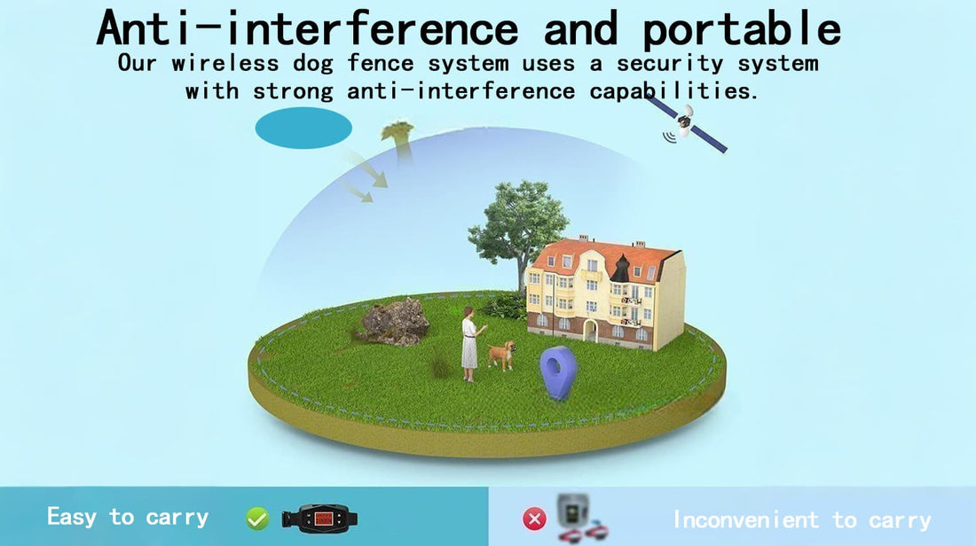 Wireless GPS dog fence system with anti-interference design and portable setup