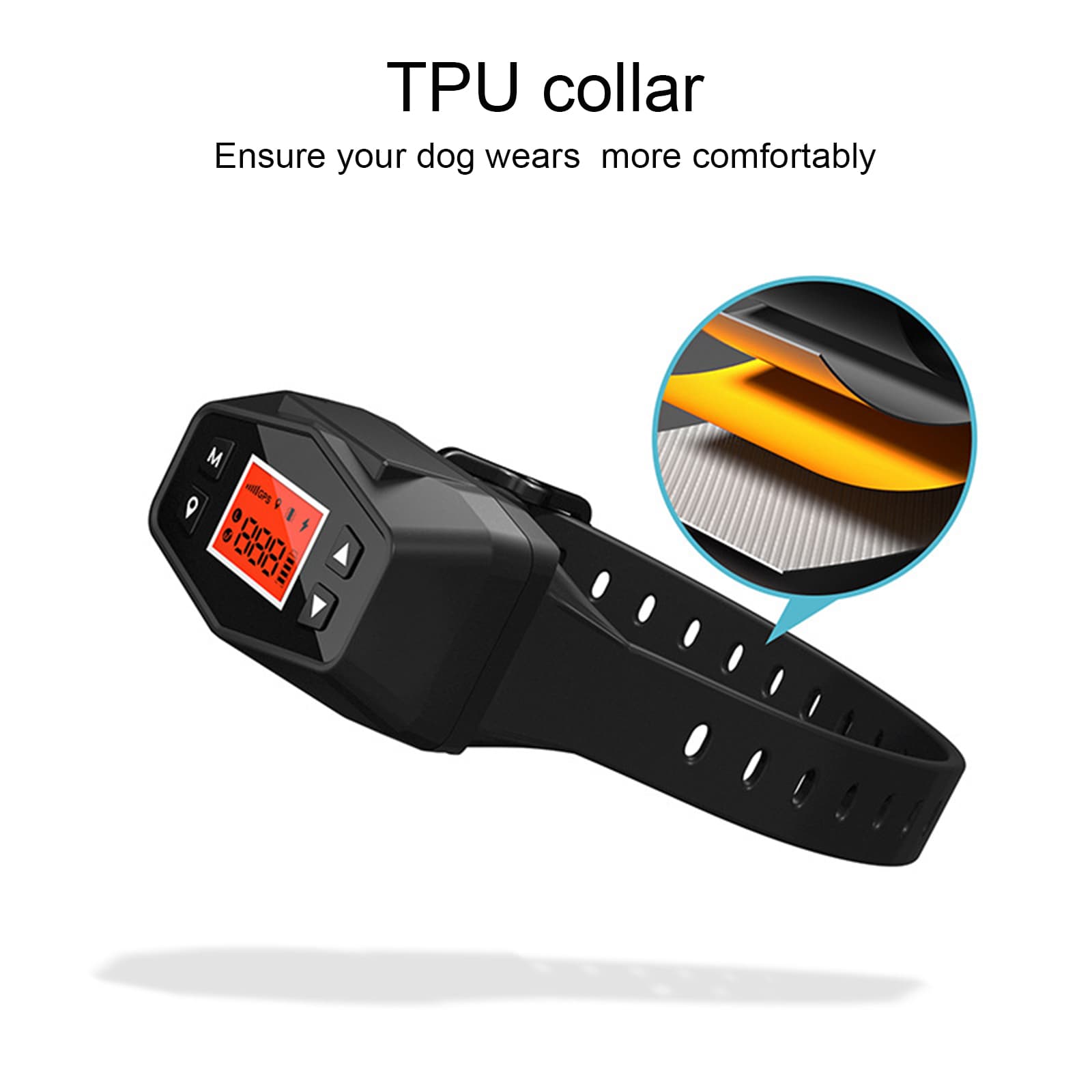 Comfortable GPS dog training collar made with durable TPU material for daily use