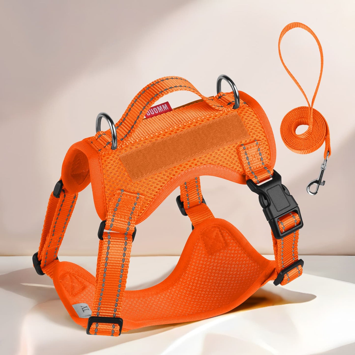 Harness and leash for small dogs with matching leash and 360 degree rotating hook