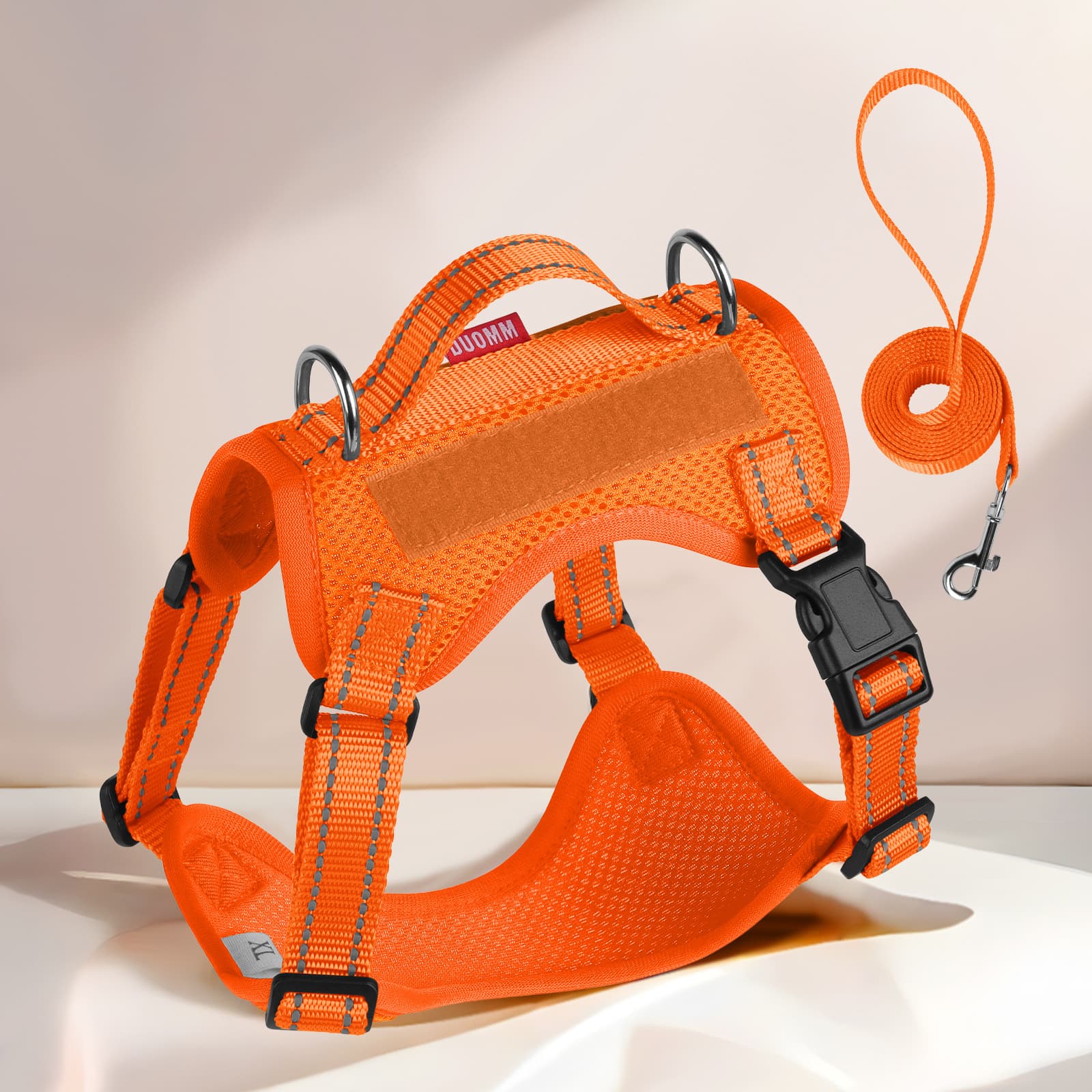Harness and leash for small dogs with matching leash and 360 degree rotating hook