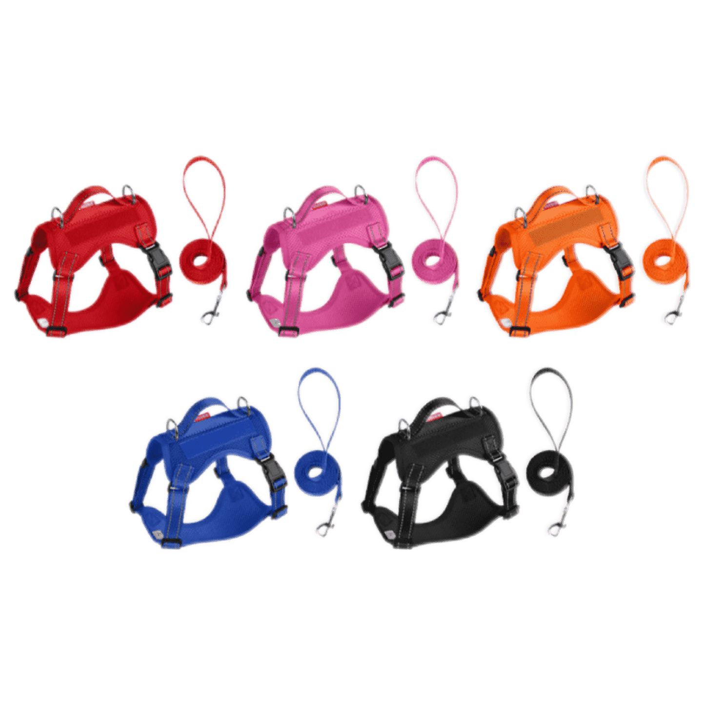 Harness and leash for small dogs with reflective design and breathable mesh