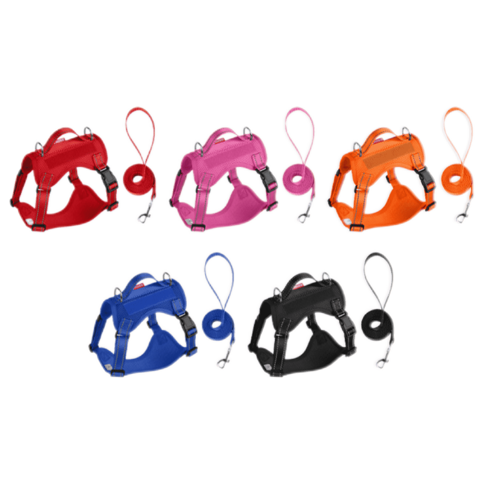 Harness and leash for small dogs with reflective design and breathable mesh