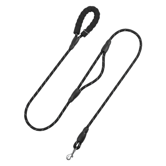Heavy duty dog leash for large dogs with dual handles, reflective rope, strong control for large breeds