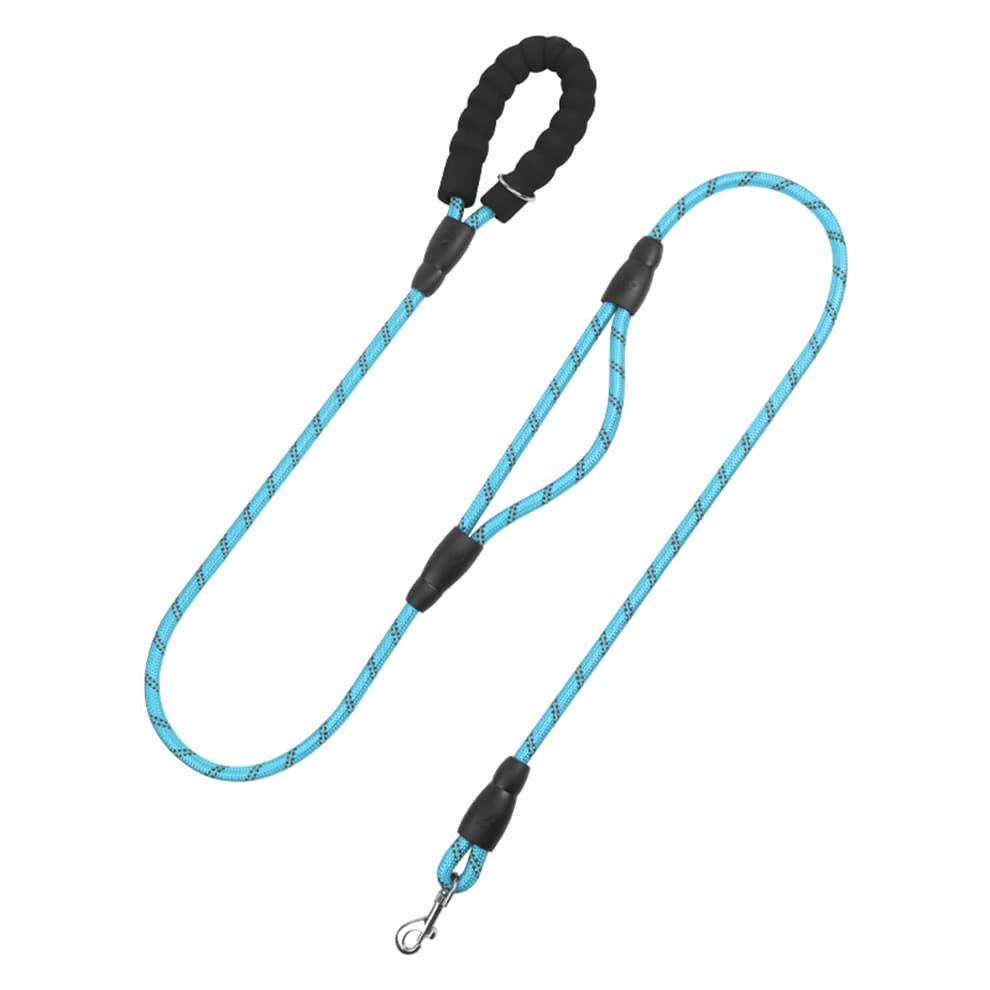 Reflective rope dog leash for outdoor walking in lake blue color
