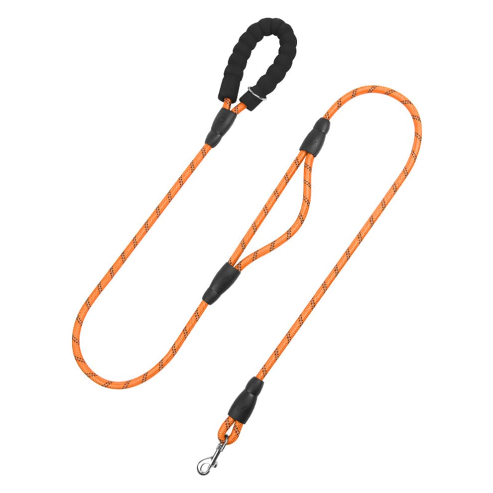 Durable nylon rope dog leash for large dogs in orange