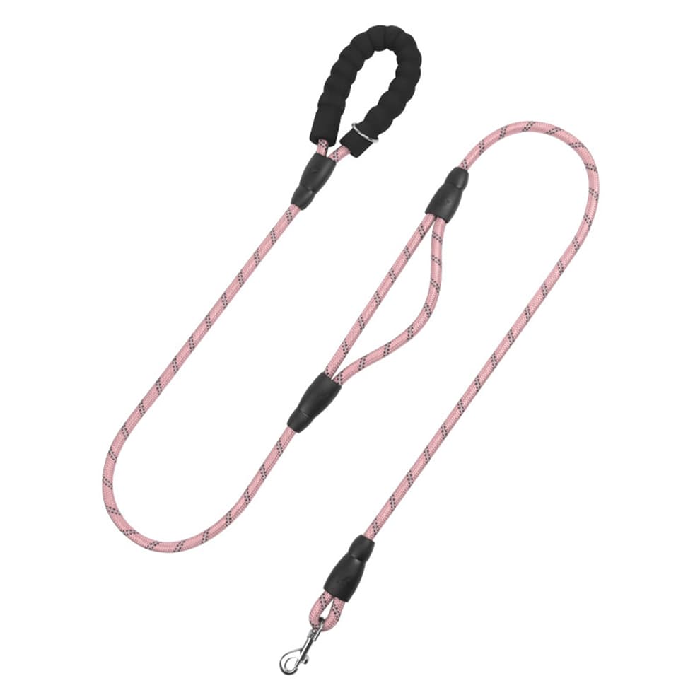 Comfortable dual handle dog leash in pink for medium and large dogs