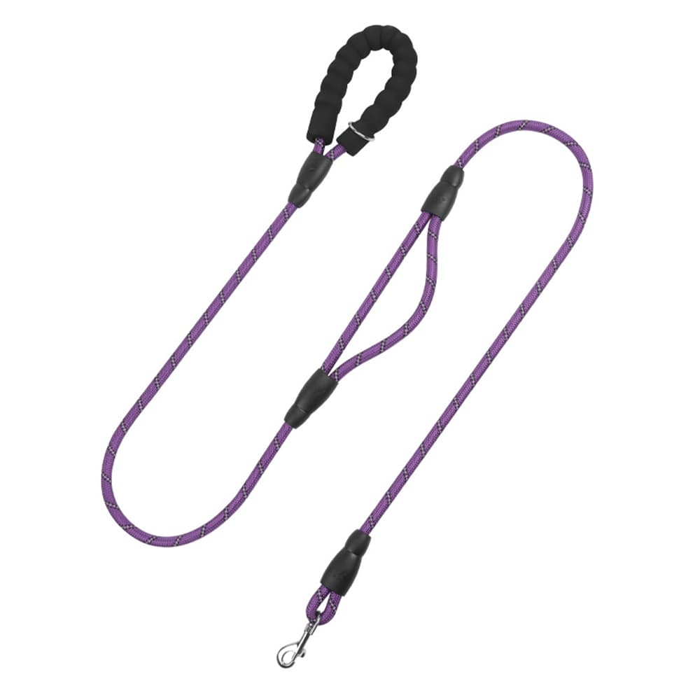 No pull dog leash for large dogs in purple with dual handle design