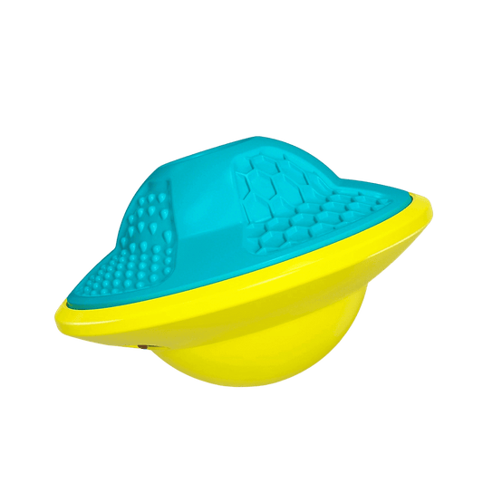 Interactive dog puzzle toys blue and yellow UFO shaped treat dispenser toy