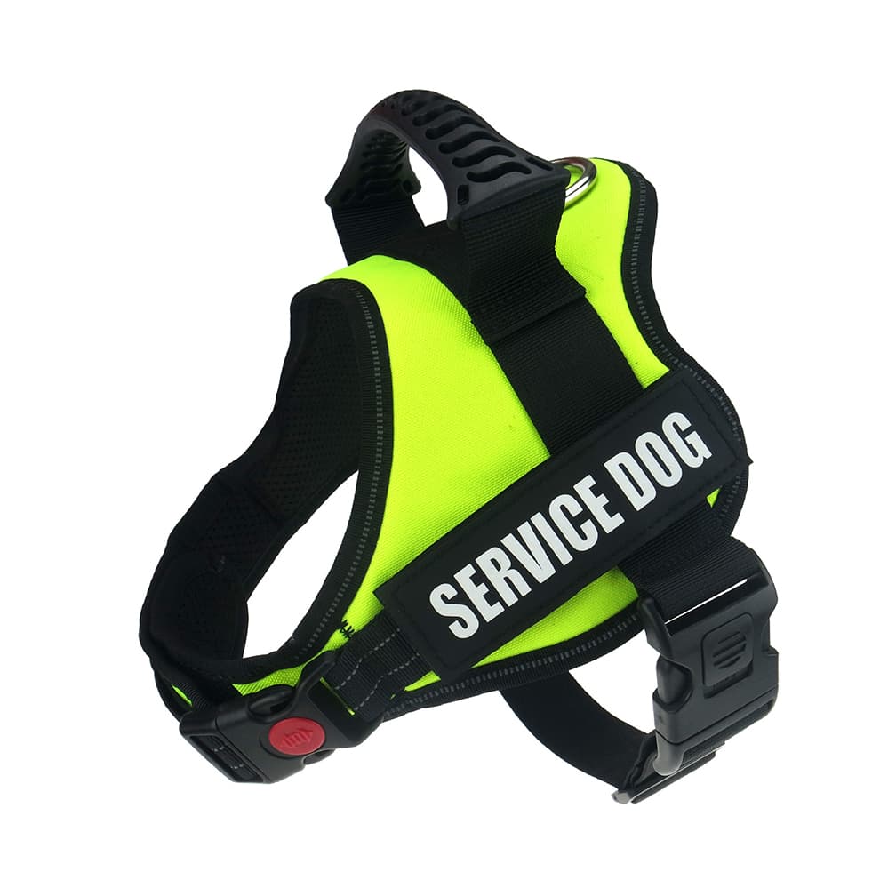 Large dog harness reflective no pull yellow service dog vest with adjustable straps and handle