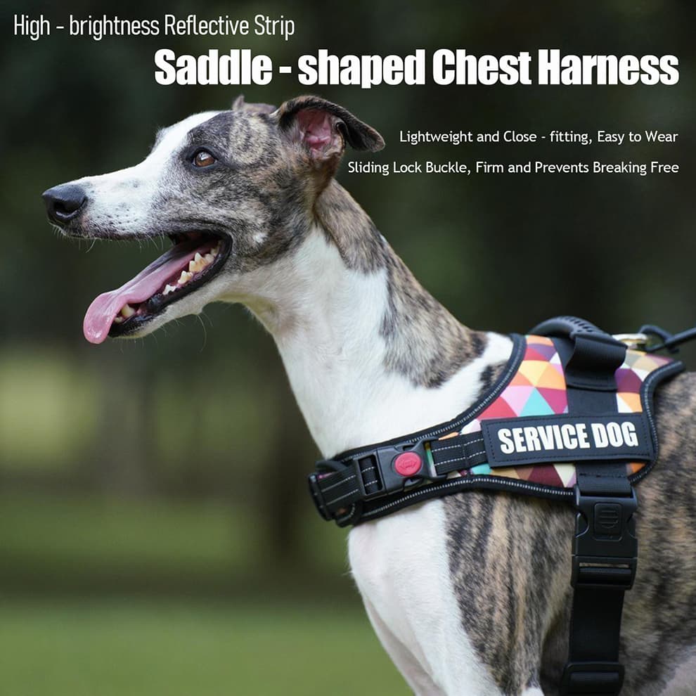 Service dog reflective harness for large breeds with secure fit