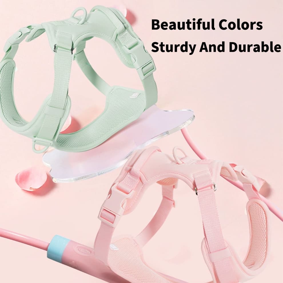 No pull dog harness in stylish pastel colors with durable build and soft air mesh comfort