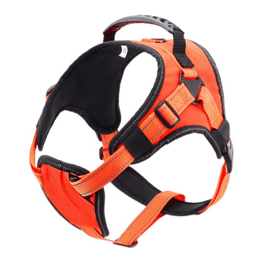No pull dog harness for large dogs in orange with reflective safety design
