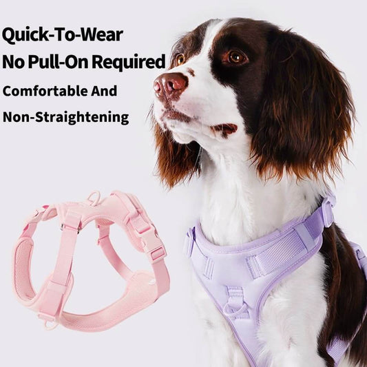 No pull dog harness with front clip and quick-wear design for easy walking and training control