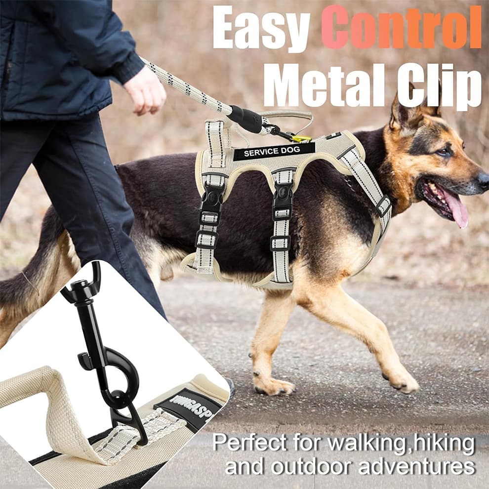 No pull escape proof dog harness with front and back clips