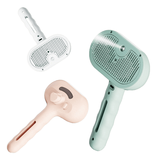 Pet steam brush for dogs and cats with one-touch spray design