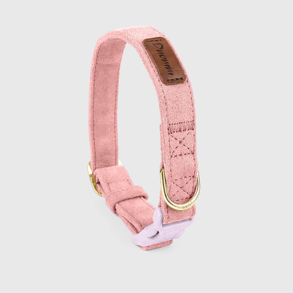 Pink dog collar matching harness and leash set for small dogs