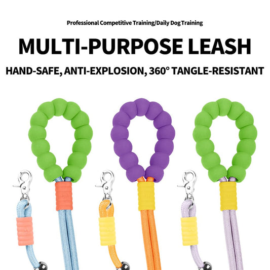 Durable rope dog leash with secure grip design for outdoor walking and training