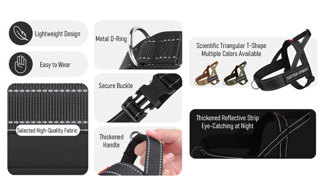 Saddle bag harness for dogs showcasing lightweight tactical design and reflective straps