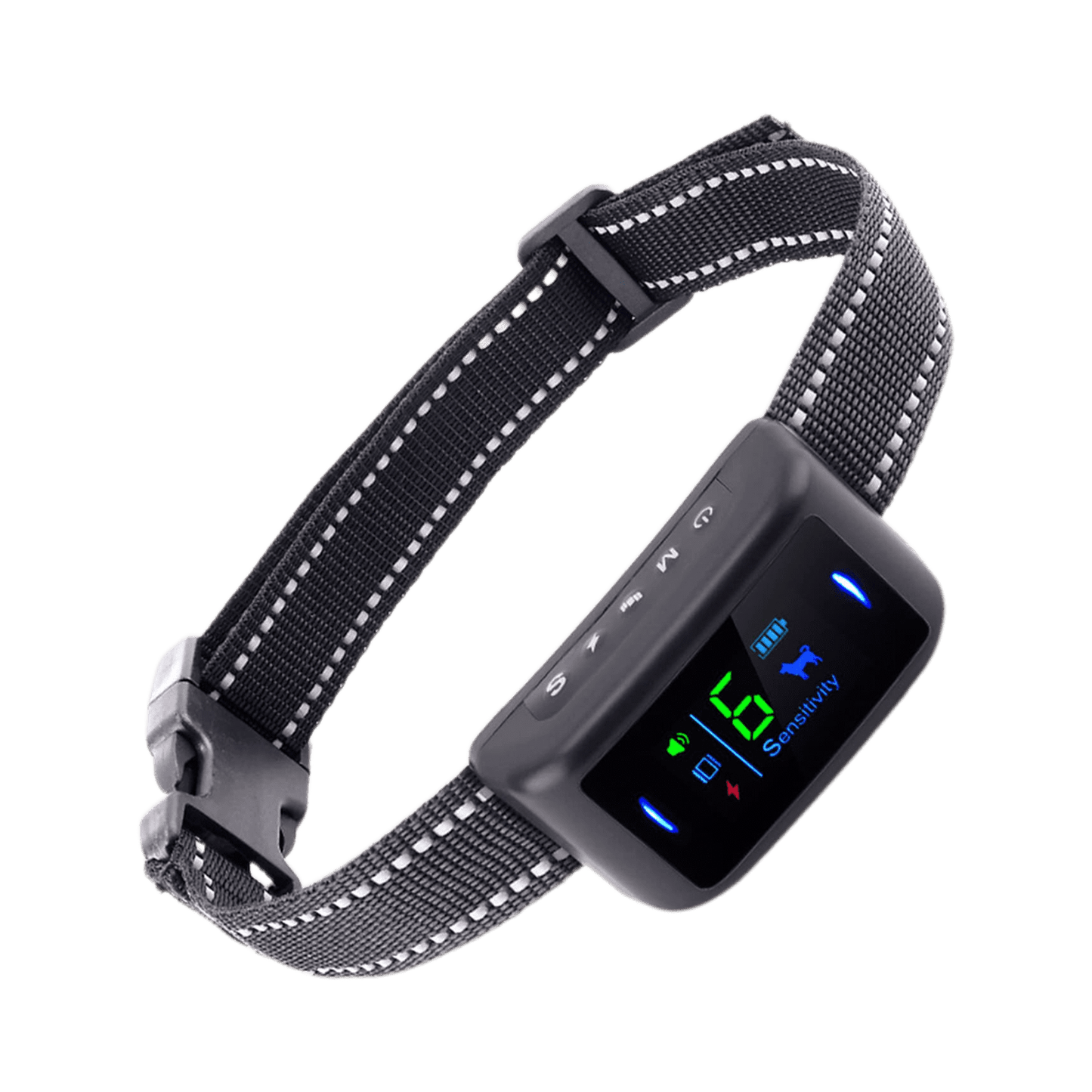 Smart dog bark control collar with LCD display and adjustable strap for safe bark training
