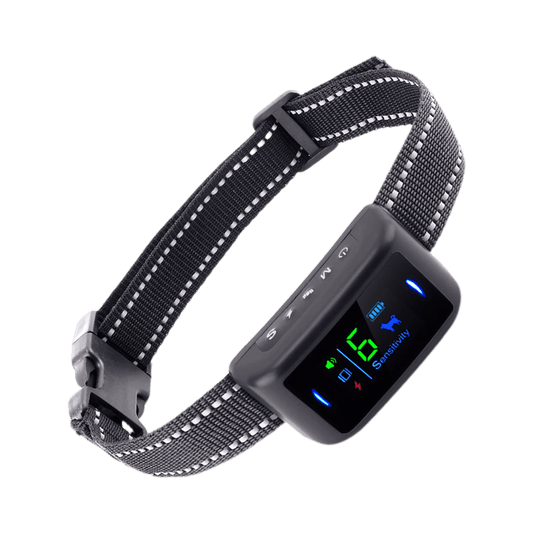 Smart dog bark control collar with LCD display and adjustable strap for safe bark training