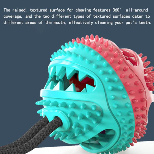Dog suction cup toy with 360 degree textured bumps for teeth cleaning