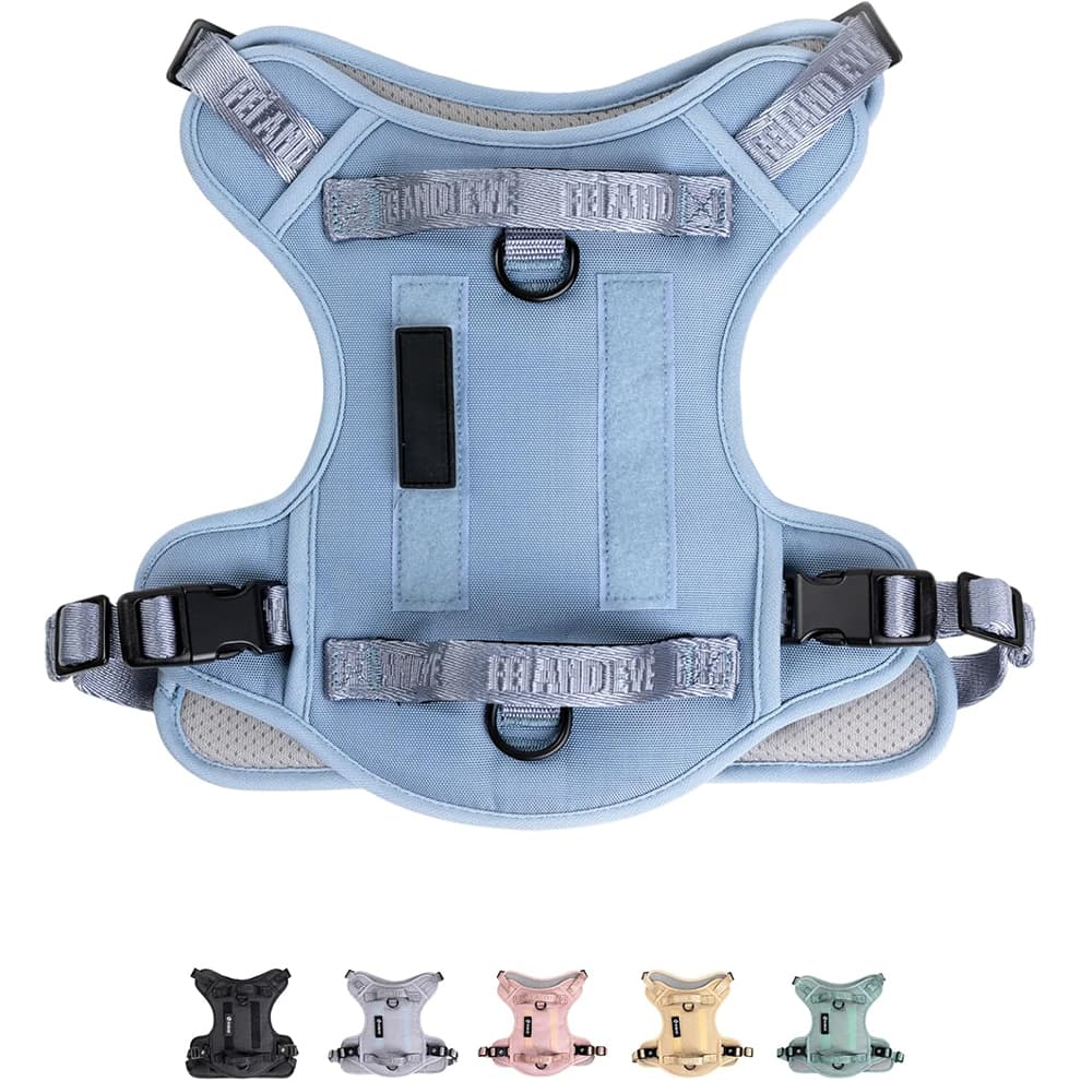 Adjustable tactical dog harness in arctic blue with padded chest support