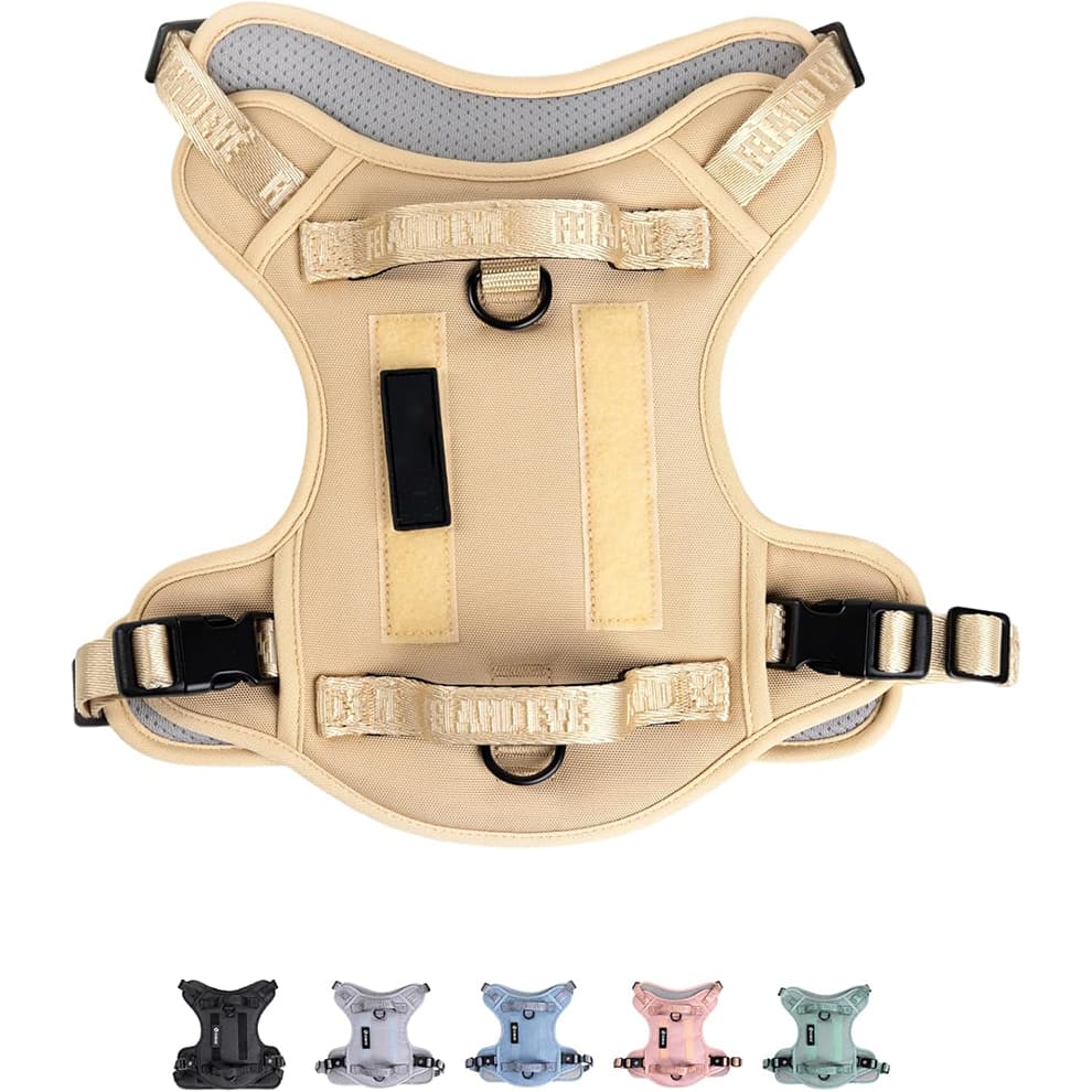 No pull tactical dog harness in desert tan for training and walking control